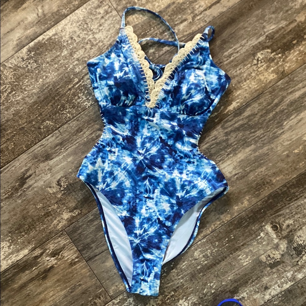 Blue Tie-Dye One-Piece Swimsuit